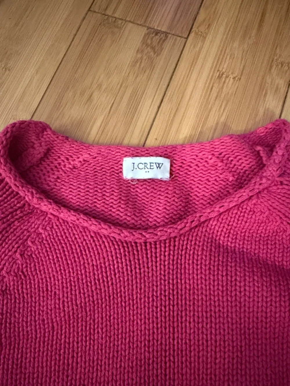 J. Crew Bright Pink Crewneck Cotton Sweater - Picture 2 of 4